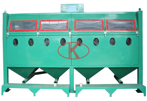 雙槍多工位手動(dòng)壓送箱式噴砂機(jī)